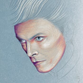 Drawing titled "David Bowie" by Cécile Mordillo, Original Artwork, Pencil