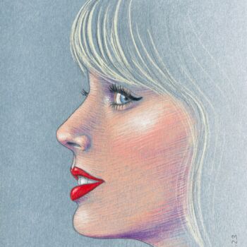 Dessin intitulée "Taylor Swift" par Cécile Mordillo, Œuvre d'art originale, Crayon