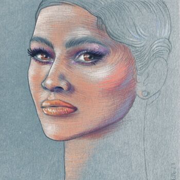 图画 标题为“Zendaya” 由Cécile Mordillo, 原创艺术品, 铅笔