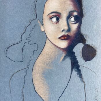 Dessin intitulée "Christina Ricci" par Cécile Mordillo, Œuvre d'art originale, Crayon