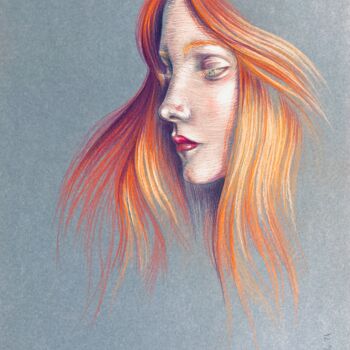 Disegno intitolato "Ginger" da Cécile Mordillo, Opera d'arte originale, Matita