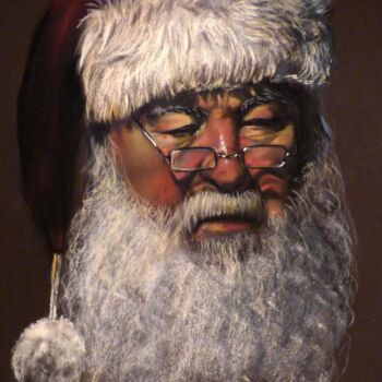Schilderij getiteld "Santa Claus" door Cécile Vigier, Origineel Kunstwerk, Pastel