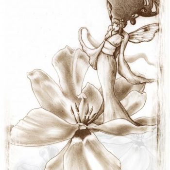 Digitale Kunst getiteld "La reine des tulipes" door Cécile Aquisti, Origineel Kunstwerk