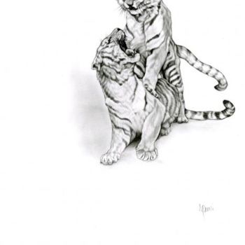 Σχέδιο με τίτλο "Tigres" από Cécile Aquisti, Αυθεντικά έργα τέχνης