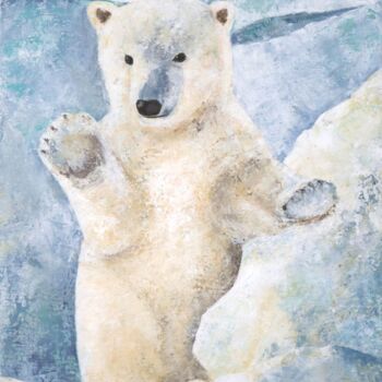 Painting titled "HELLO !" by Cécile Delaveau, Original Artwork, Acrylic Mounted on Wood Stretcher frame
