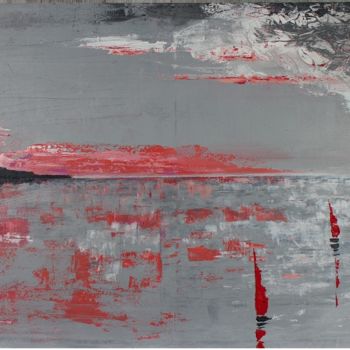 Painting titled "Marine gris rouge B…" by Cecile Gonne Victoria, Original Artwork, Oil