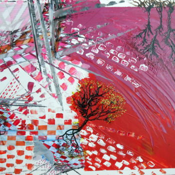 Schilderij getiteld "Arbres dans la vill…" door Cecile Gonne Victoria, Origineel Kunstwerk, Acryl