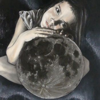 Painting titled "Moonlight dream" by Cécile Pardigon, Original Artwork, Oil