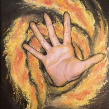 Painting titled "Wheel of fire" by Cécile Pardigon, Original Artwork, Oil