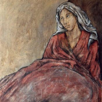 Peinture intitulée "femme au drapé" par Cécile Rateau, Œuvre d'art originale