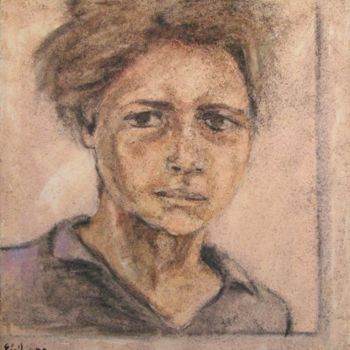 Malerei mit dem Titel "portrait d'enfant" von Cécile Rateau, Original-Kunstwerk