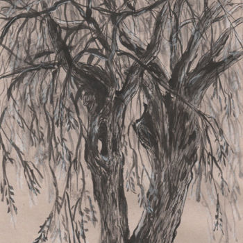 图画 标题为“croquis arbre” 由Cécile Rateau, 原创艺术品