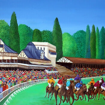 Schilderij getiteld "Derby en el Sportin…" door Cecilia Byrne Asenjo, Origineel Kunstwerk, Olie