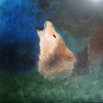 Painting titled "Midnight howl" by Cecilia, Original Artwork, Oil