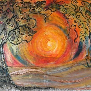 Painting titled "90/60 arbre-au-couc…" by Cécilia Crivelli, Original Artwork, Acrylic