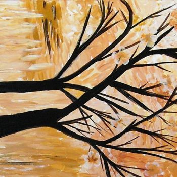 Peinture intitulée "40/80 arbre-sur-fon…" par Cécilia Crivelli, Œuvre d'art originale, Acrylique