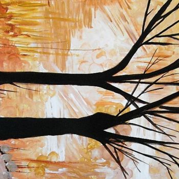 Pintura titulada "40/80 arbre-sur-fon…" por Cécilia Crivelli, Obra de arte original, Acrílico