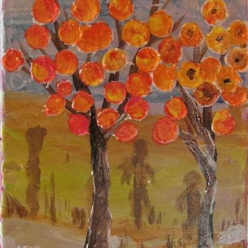 Painting titled "18x24x2  arbre a fr…" by Cécilia Crivelli, Original Artwork, Acrylic