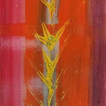 Painting titled "18x24x2 Arbre jaune…" by Cécilia Crivelli, Original Artwork, Acrylic