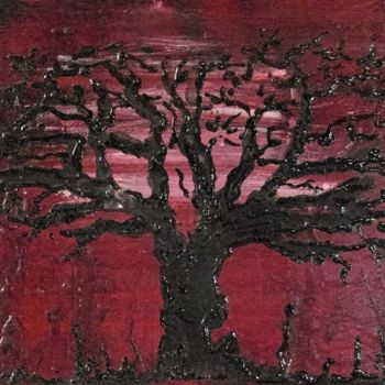 Peinture intitulée "24x18x2 Arbre noir…" par Cécilia Crivelli, Œuvre d'art originale, Acrylique