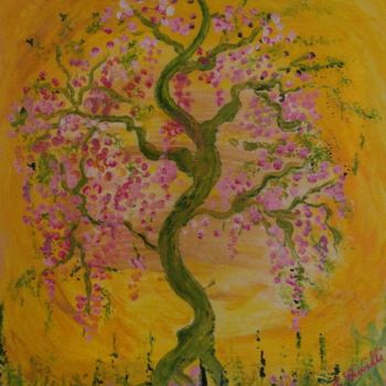 Painting titled "40x40x2 Arbre vert…" by Cécilia Crivelli, Original Artwork, Acrylic