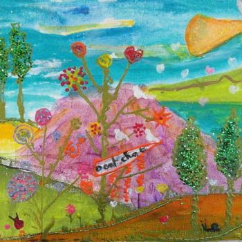 Painting titled "paysage naïf 4  (50…" by Cécilia Crivelli, Original Artwork, Acrylic
