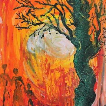 Painting titled "30/40 arbre-tordu" by Cécilia Crivelli, Original Artwork, Acrylic