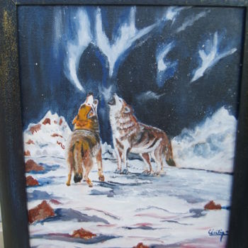 Painting titled "les-loups.jpg" by Cécilia Godeneche, Original Artwork, Oil