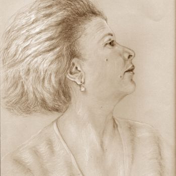 Drawing titled "autoportret" by Cecilia Melinescu, Original Artwork, Pencil