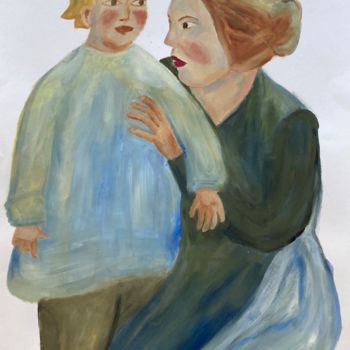 Peinture intitulée "Mother and son" par Cecília Vilas Boas, Œuvre d'art originale, Huile