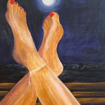 Painting titled "Moonlight" by Cecília Vilas Boas, Original Artwork, Acrylic