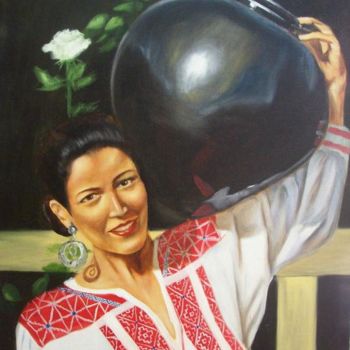 Painting titled "La fille mexicaine" by C Ceballos, Original Artwork, Oil