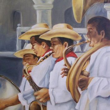 Painting titled "Musiciens du Mexique" by C Ceballos, Original Artwork, Oil