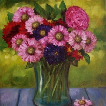 Картина под названием "Bouquet de Fleurs" - C Ceballos, Подлинное произведение искусства, Масло