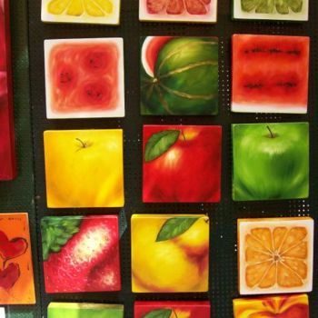 Картина под названием "Efecto Fruta" - C Ceballos, Подлинное произведение искусства, Масло