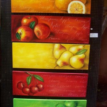 Malerei mit dem Titel "Frutas largas" von C Ceballos, Original-Kunstwerk, Öl