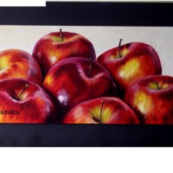 Pintura intitulada "Manzanas" por C Ceballos, Obras de arte originais, Óleo