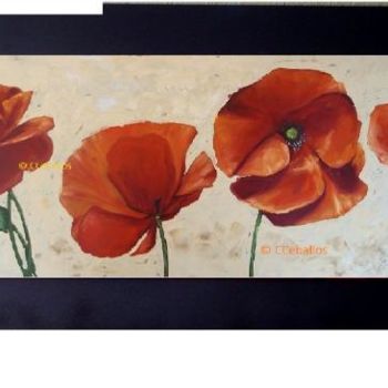 Painting titled "Coquelicots" by C Ceballos, Original Artwork, Oil