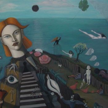 Painting titled "ALRAUNE-DELIRIO" by María Prado (Pintora Surrealista), Original Artwork, Oil