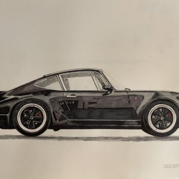 Desenho intitulada "Porsche 911 Turbo" por Ced Crn, Obras de arte originais, Marcador
