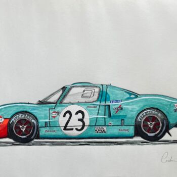 Drawing titled "Ford GT 40" by Ced Crn, Original Artwork, Pencil
