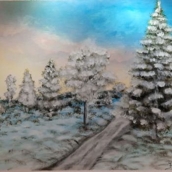 Painting titled "Jour de neige" by Cédric Fayasse, Original Artwork, Acrylic Mounted on Wood Stretcher frame