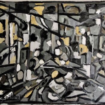 Painting titled "" Urban Cubiste "" by Cédric Gaillard, Original Artwork, Oil