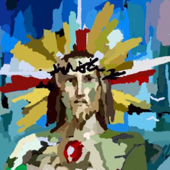 Peinture intitulée "Jésus 4" par Cédric Gaillard, Œuvre d'art originale, Huile Monté sur Châssis en bois