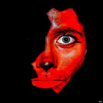 Fotografia zatytułowany „Red face” autorstwa Clc, Oryginalna praca, Fotografia cyfrowa