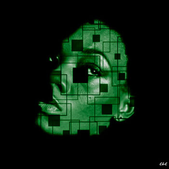 Photographie intitulée "Green face" par Clc, Œuvre d'art originale, Photographie numérique