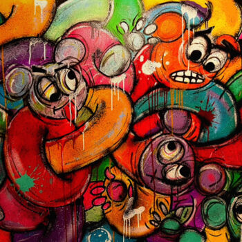Malerei mit dem Titel "Le Principe d’Incer…" von Cédric Palobart (Palo), Original-Kunstwerk, Sprühfarbe Auf Keilrahmen aus H…