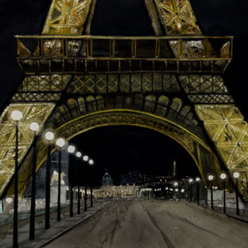 Peinture intitulée "noche en Paris ACUA…" par Jose Luis Perez Muñoz, Œuvre d'art originale, Huile
