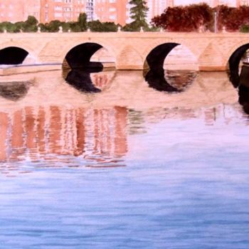 Painting titled "el puente de Segovi…" by Jose Luis Perez Muñoz, Original Artwork, Oil