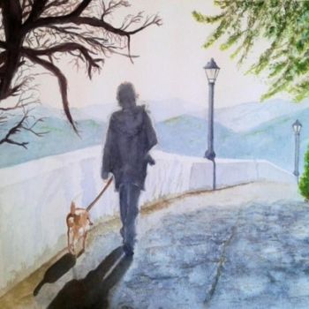 Peinture intitulée "paseando con su ami…" par Jose Luis Perez Muñoz, Œuvre d'art originale, Huile